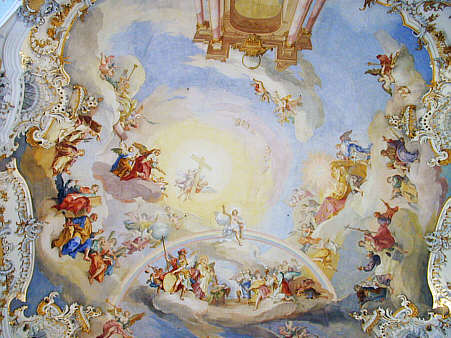 Die zentrale Zone des Kuppelfreskos zeigt Szenen der göttlichen Gnade.