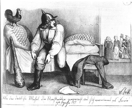 "Wie der deutsche Michel seine Nachtmütze wegwirft und sich vornimmt ins Freie zu gehen"