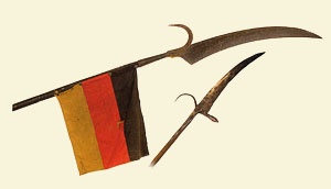 Gerade geschmiedete Sensen.