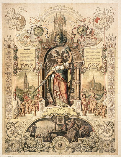 Caspar Scheuren: Das ganze Deutschland soll es sein, Farblithografie, 1870/71, Sammlung Wolfgang Vomm, Bergisch-Gladbach