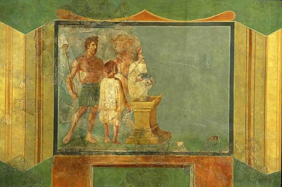 Wandmalerei mit Stieropfer. Trier, Palastgarten, 2. Jh. n. Chr. Rheinisches Landesmuseum Trier. © Th. Zühmer; Rheinisches Landesmuseum Trier