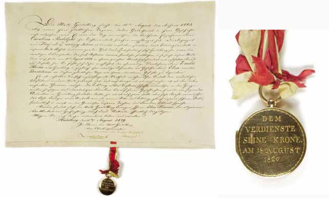 Urkunde zum 25. Jubiläum des Rudolphi-Instituts in Heidelberg, KMH, Inv.Nr. SG 261/1, Schenkung Wolfgang Merckens 2009