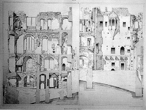 Schloss Heidelberg: Ausriss des sog. Bibliotheksbaus nach Koch/Seitz