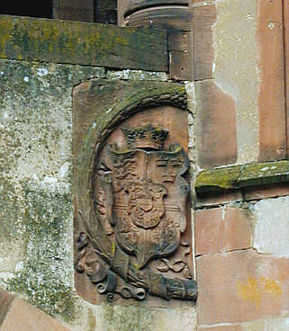 Das dänische Wappen am Gläsernen Saalbau im Heidelberger Schloss