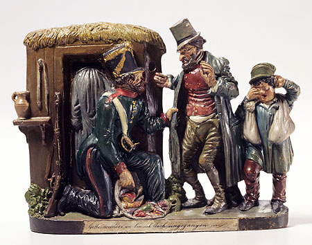 „Der Zollgardist und der Jude”. Zizenhausener Terrakotta, um 1820-1830.