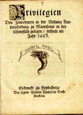 Mannheim, Stadtprivilegien 1652