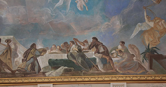 Deckengemälde in der Schlosskirche. Detail: Agape - das Liebesmahl