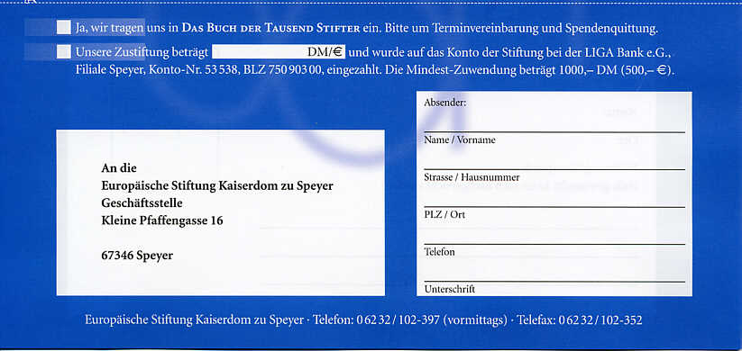 Ja, wir tragen uns in das Buch der Tausend Stifter ein