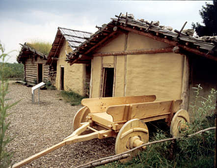  Federseemuseum Bad Buchau, Freigelände, Hütten und Wagen