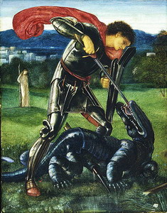Edward Burne-Jones, Der Heilige Georg tötet den Drachen, 1868