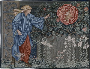 Edward Burne-Jones/ Morris & Co., Der Pilger im Garten oder Das Herz der Rose, Entwurf ca. 1890, gewebt 1901,