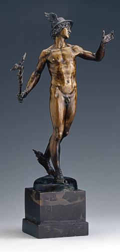 Bild: Merkur des um 1570 tätigen Hofbildhauers Gregor van der Schardt. Mit dieser Bronzefigur suchte der Künstler den Wettstreit mit berühmten Vorbildern wie dem Apoll vom Belvedere.