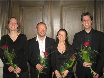 Das Mannheimer Hofquartett: Hans-Joachim Berg und Susanne Zippe (Violine), Ulrike Kruttschnitt (Viola) und Gregor Herrmann (Violoncello).