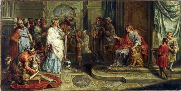 Neues Schloss Meersburg: Supraporte Besuch der Königin von Saba bei König Salomo