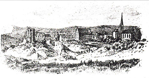 Stadtansicht von Tettnang mit der Ruine 