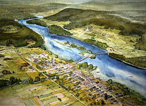 Die Strassensiedlung Tasgetium (Eschenz) im 1. Jh. n.Chr. Bild: AATG, R. Gäfgen.