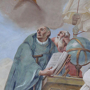 Deckenfresko im Bibliothekssaal des Kloster Schussenrief: Hermann der Lahme als Gelehrter. Foto: Klosterverwaltung Schussenried/SSG