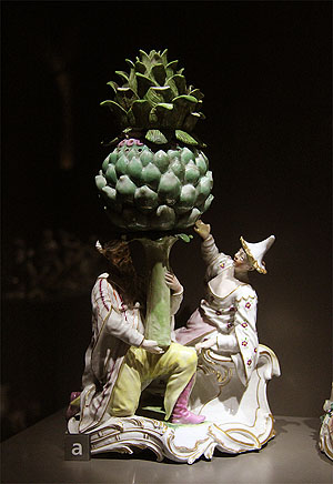 Mannheim: Schlossmuseum: Chinesenpaar mit Artischockenblüte. Frankenthaler Porzellan. Foto: kulturer.be