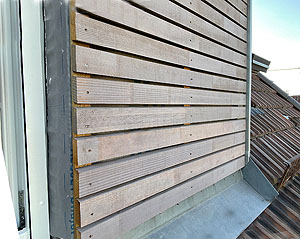 Auch außerhalb des Waldes kann Kohlenstoff langfristig im Holz gespeichert bleiben. Gaubenverkleidung 2020. Foto: kulturer.be