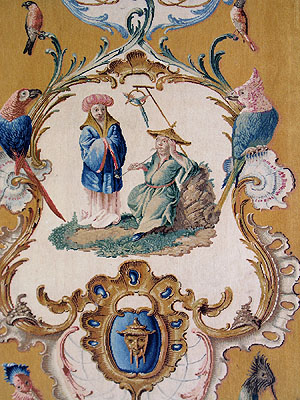 Schloss Bruchsal: Exotische Motive auf der Bonner Savonnerie.Foto: kulturer.be