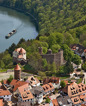 Burgruine Dilsberg über dem Neckartal. Foto: Achim Mende, ssg