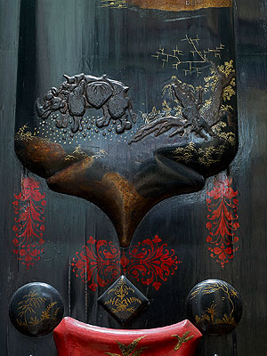 Schloss Rastatt, Nashorn im Dekor des Lackkabinetts. Foto: Andrea Rachele, LMZ/ssg