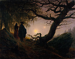 Caspar David Friedrich, Mann und Frau in Betrachtung des Mondes, um 1824. Öl auf Leinwand, 34 x 44 cm. Foto: Jörg P. Anders