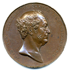 Johann Adam von Itzstein (1775 - 1855). Medaille, 1842, im Erkenbert-Museum Frankenthal. Foto: Museum