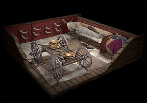 Visualisierung des Grabs eines keltischen Fürsten in Hochdorf, Quelle: Landesmuseum Württemberg, FaberCourtial; Thomas Hoppe