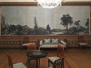 Schloss Schwetzingen, Panoramatapete "Vue de Suissse" im Appartement der Gräfin Hochberg. Foto: kulturer.be