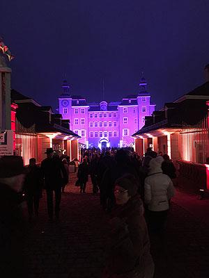 Das Schloss im Hintergrund in magischer Beleuchtung