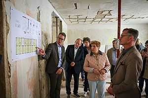 Auf der Baustelle der denkmalgeschützten Siedlung Reiherplatz in Mannheim.