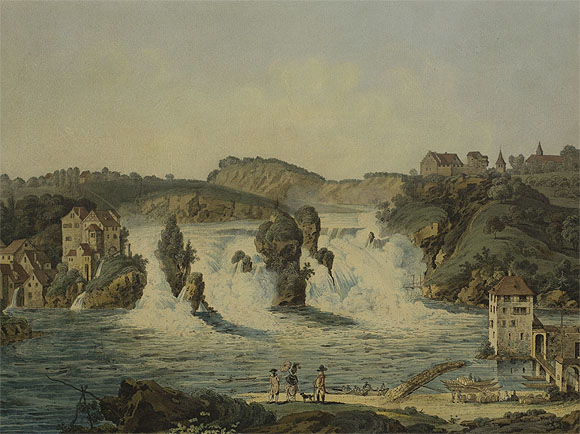Leonhard Trippel (1745?1783) Der Rheinfall, 1778 Kolorierte Umrissradierung auf Papier Museum zu Allerheiligen Schaffhausen, Depositum Sammlung Bernhard Neher ? Schenkung Stiftung Oscar Neher